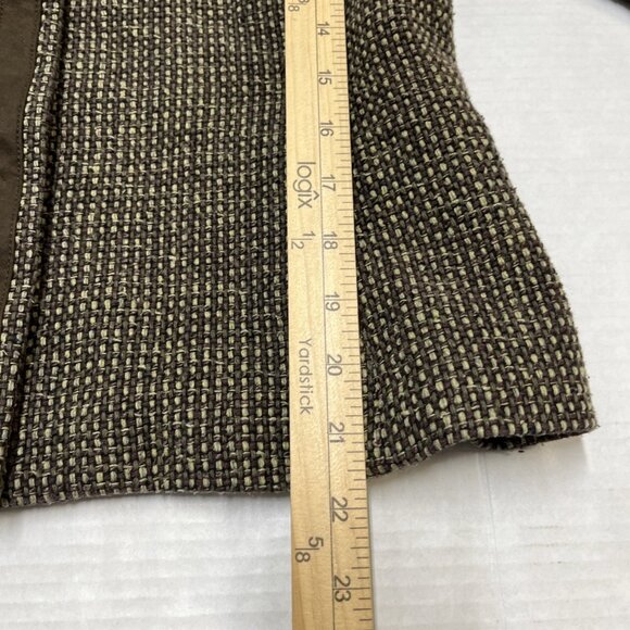 Doncaster Jacket Womans 10 Brown Woven Silk Tweed Blazer Cropped  Dark Academia - Picture 10 of 13